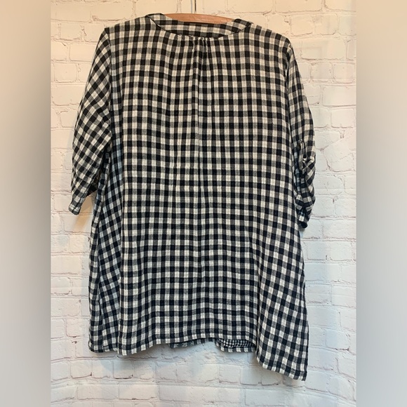 Kyla Seo x Athleta Black and White Checkered Tunic with Floral Embroidery Size M - Picture 6 of 6